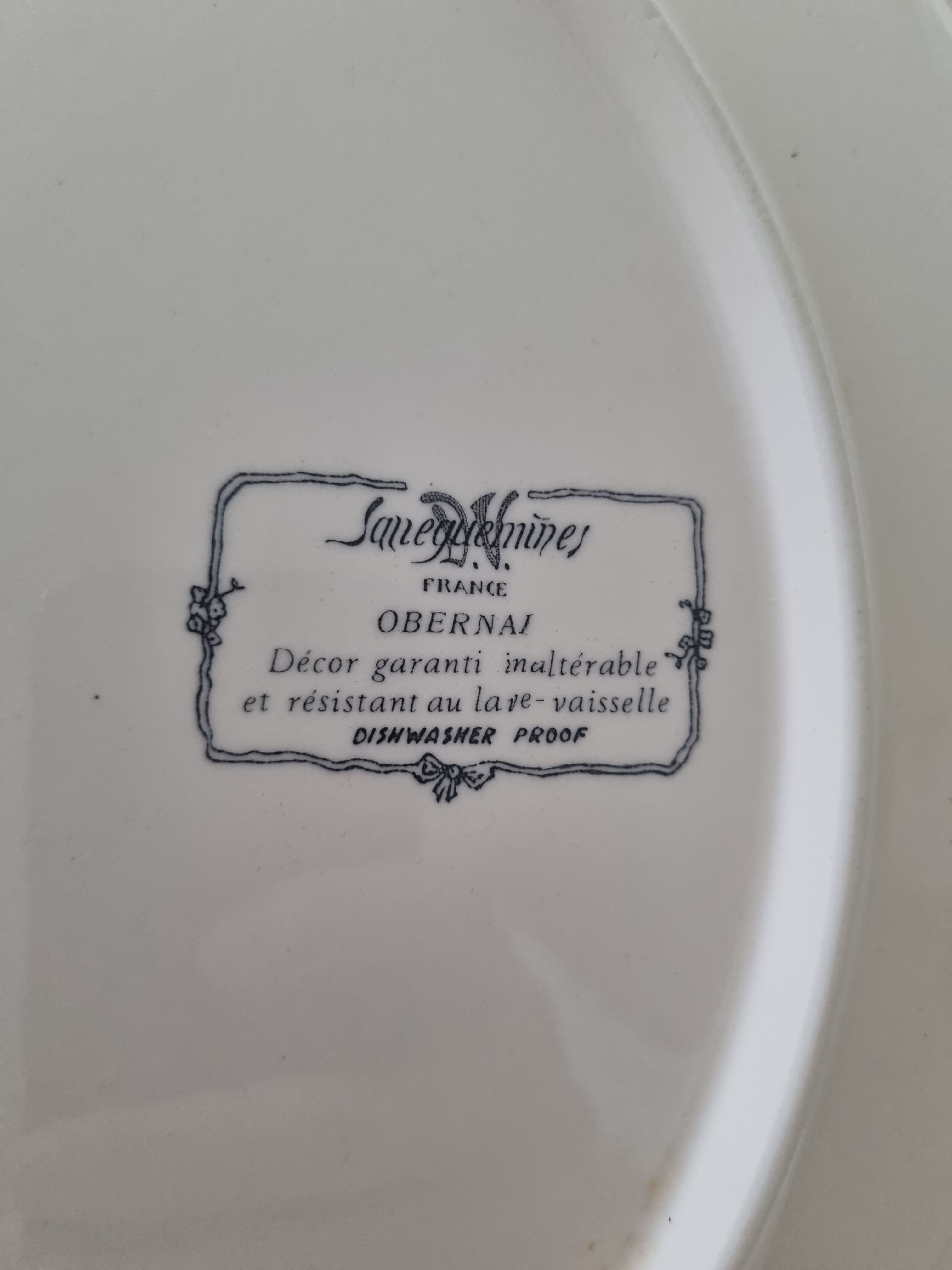 Large round serving dish earthenware Sarreguemines - OBERNAI - H. LOUX