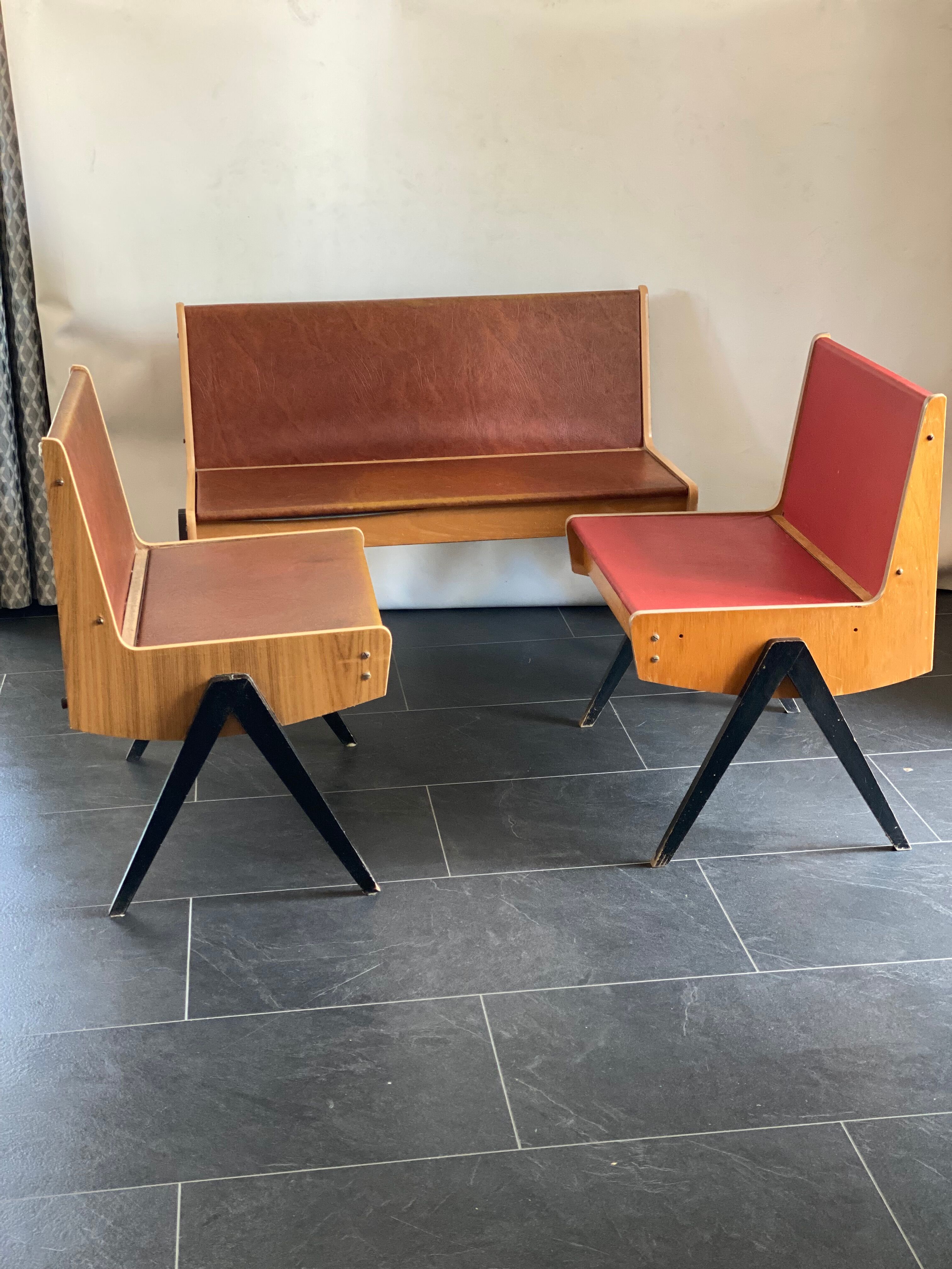 Trio of vintage EKA Wohnmobel benches