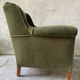 Vintage club armchair in green/khaki velvet fabric