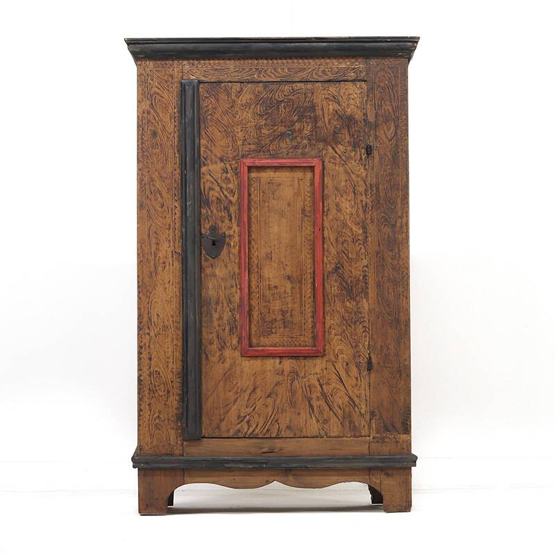 Primitive Rustic Farmhouse Folk Art Painted Bridal Cabinet