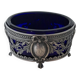 Louis XVI style salt cellar with silver collar mount and blue glass