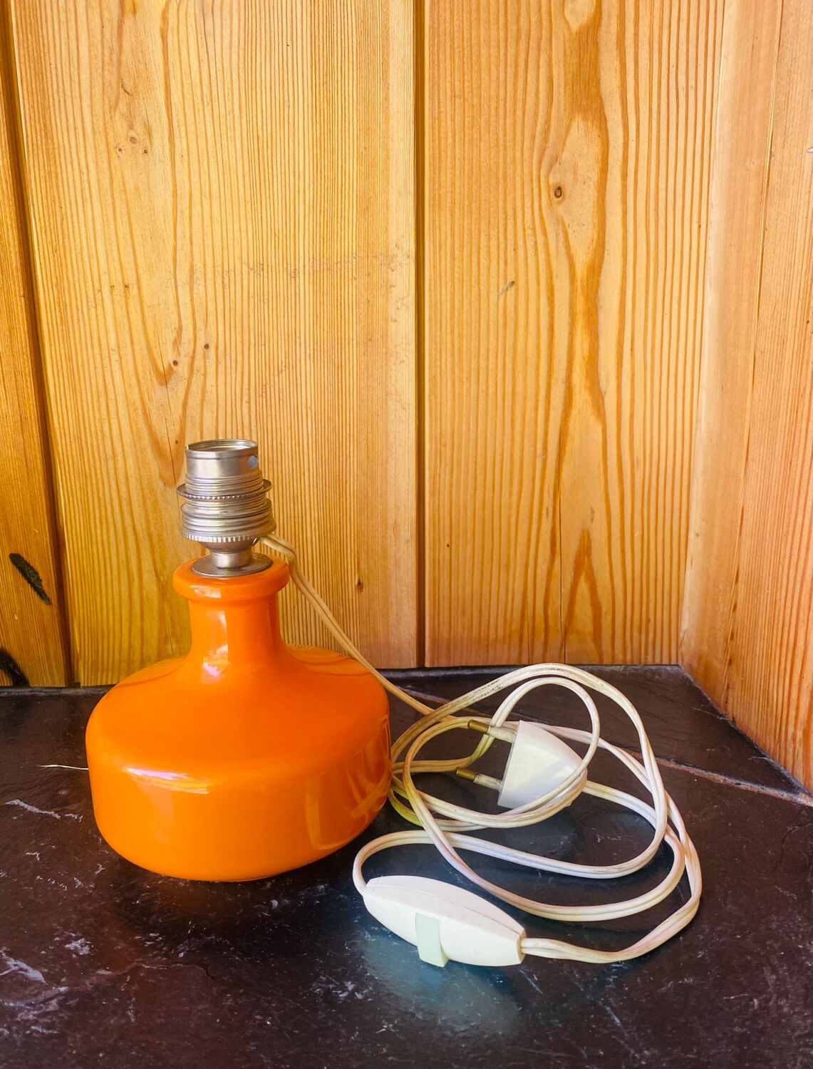 Vintage orange ceramic lamp base