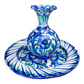 Hand-painted Spanish vase and plate