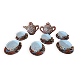 Beautiful Dainan porcelain tea/coffee service - Polychrome porcelain with relief decoration of dragons