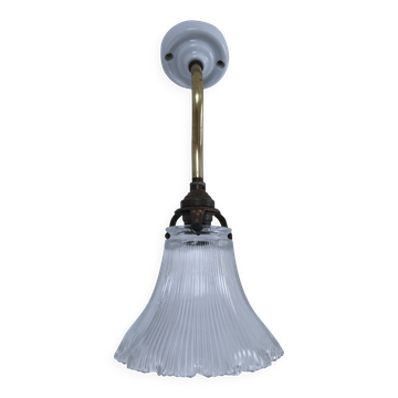 applique porcelaine laiton verre holopane  début XXème