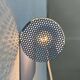 Light blue perforated metal suspension by Abo Randers, Danish postmodern, 1980s.