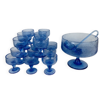 Biot blue bubble glass sangria service 16 glasses
