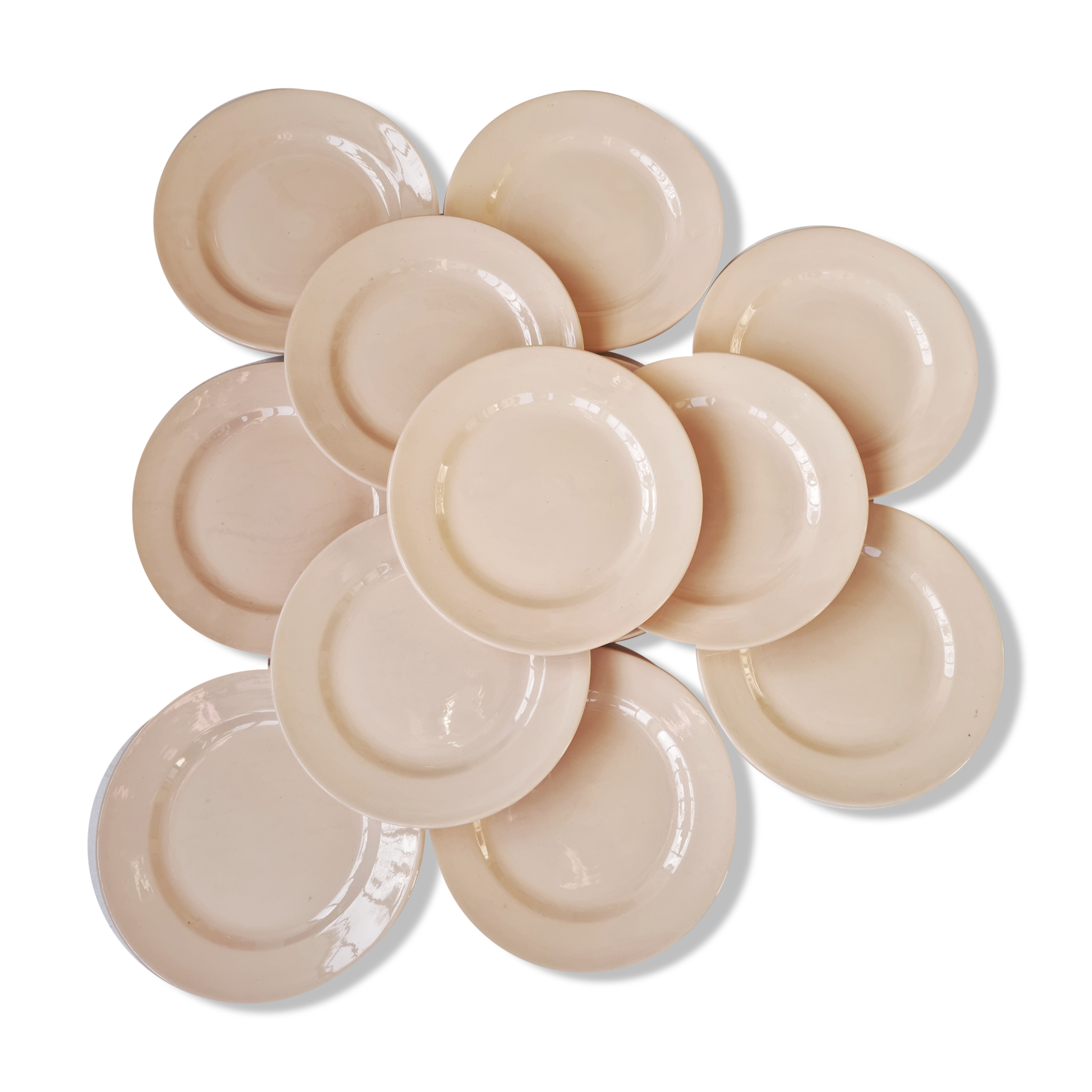 Lot de 12 assiettes à dessert Digoin rose
