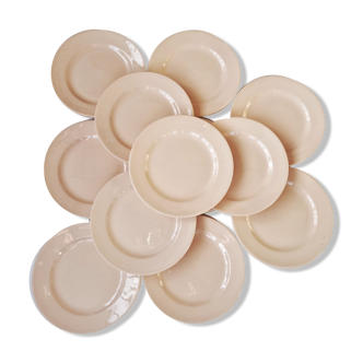 Set of 12 dessert plates Digoin rose