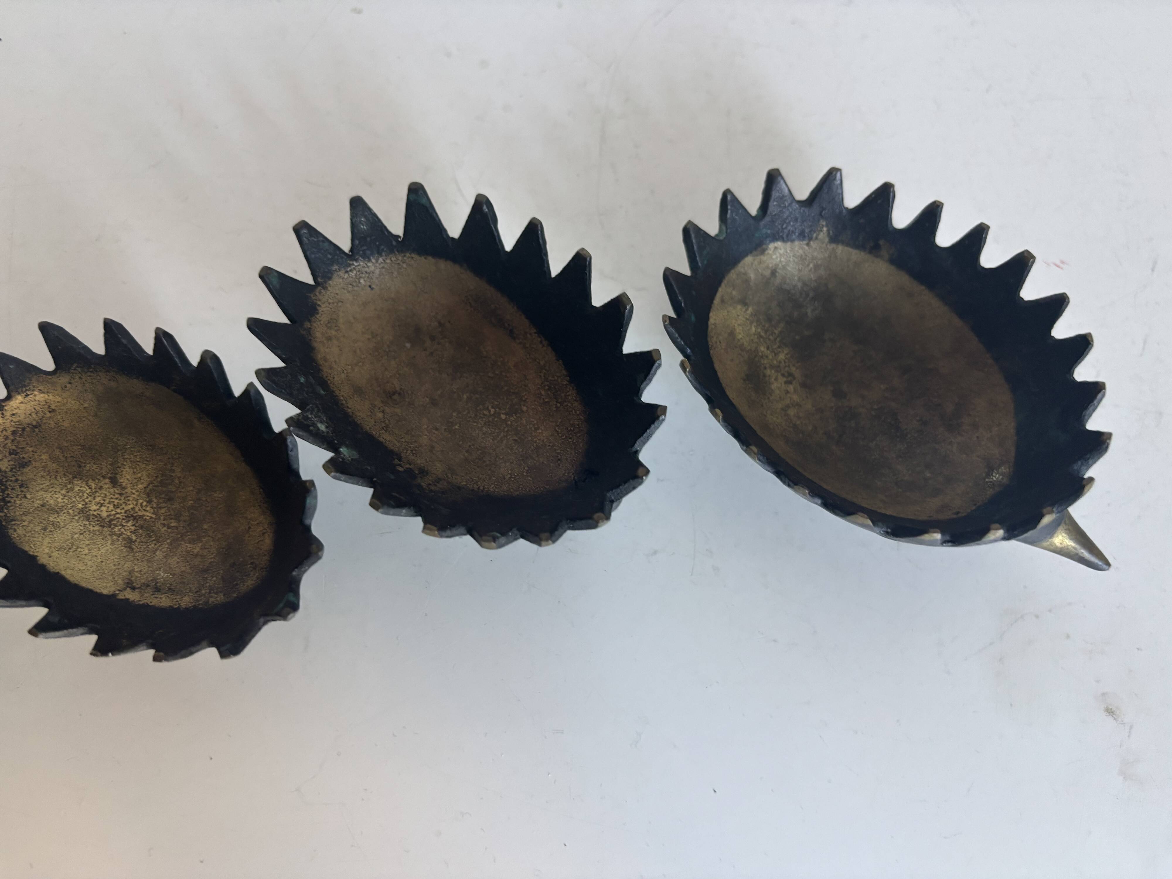 Vintage 1950 hedgehog ashtrays by Walter Bosse for Hertha Baller