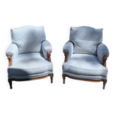 Paire de grands fauteuils Bergère style Louis XVI