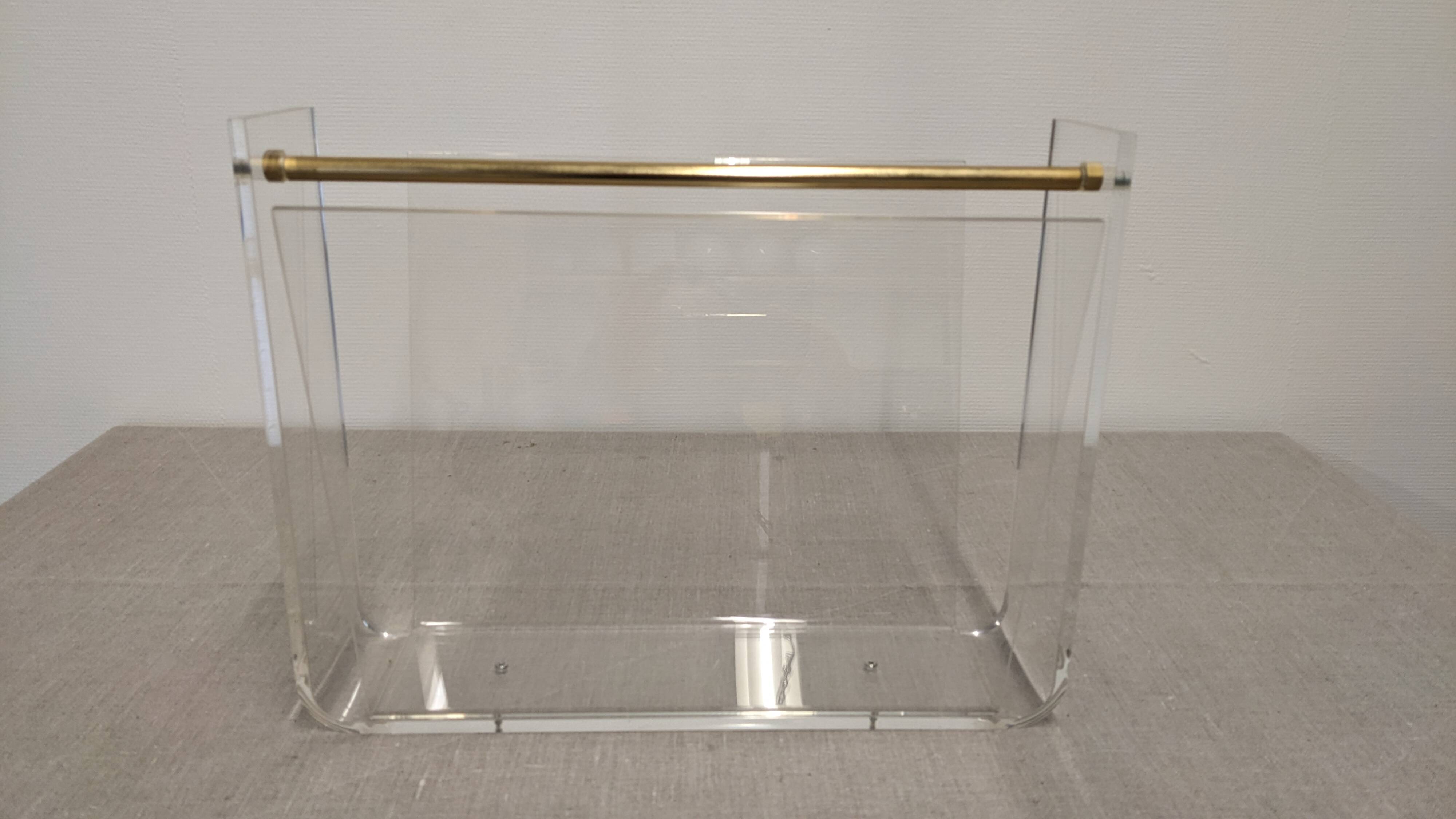 Acrylic magazine rack by David Lange, France circa 1970.