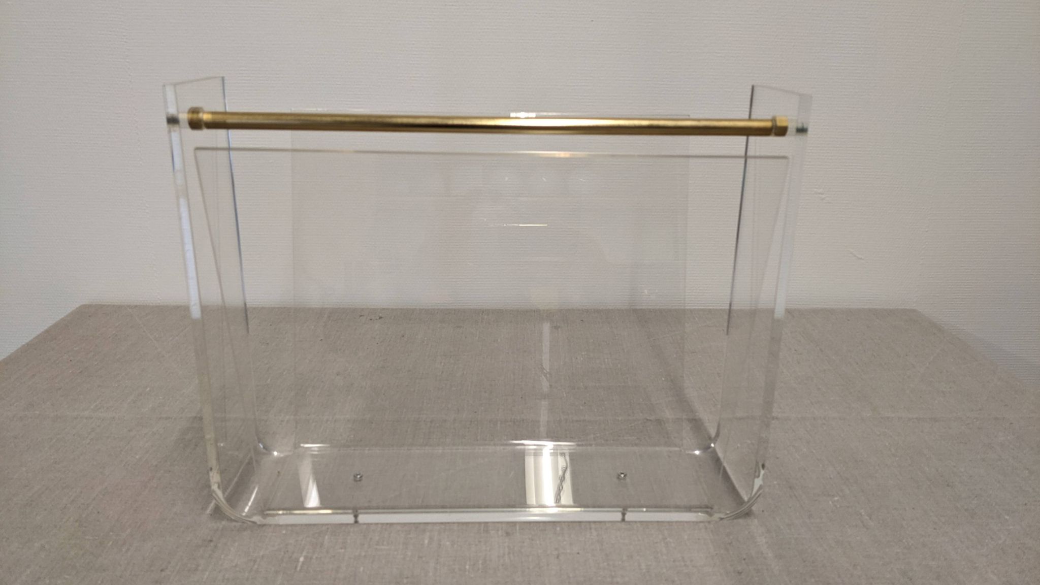 Acrylic magazine rack by David Lange, France circa 1970.