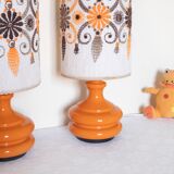 Pair of embroidered orange lamp