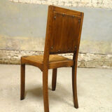 Set of 4 oak and straw chairs, 1950