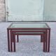 Nesting tables in burgundy lacquered metal and brass, France 1950s
