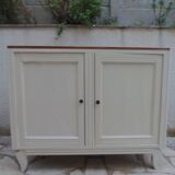 Vintage beige sideboard, oak top.