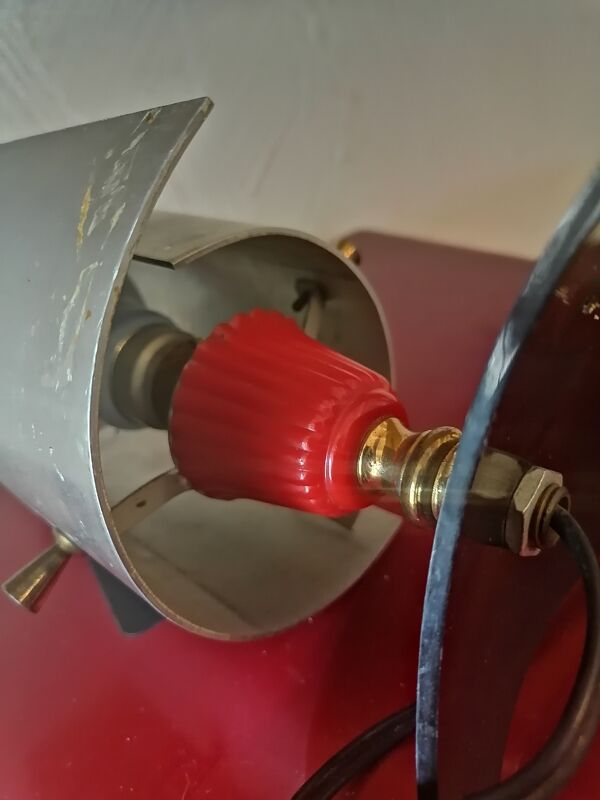 Lampe  chevet bureau style guariche rockabilly acier brosse 1960