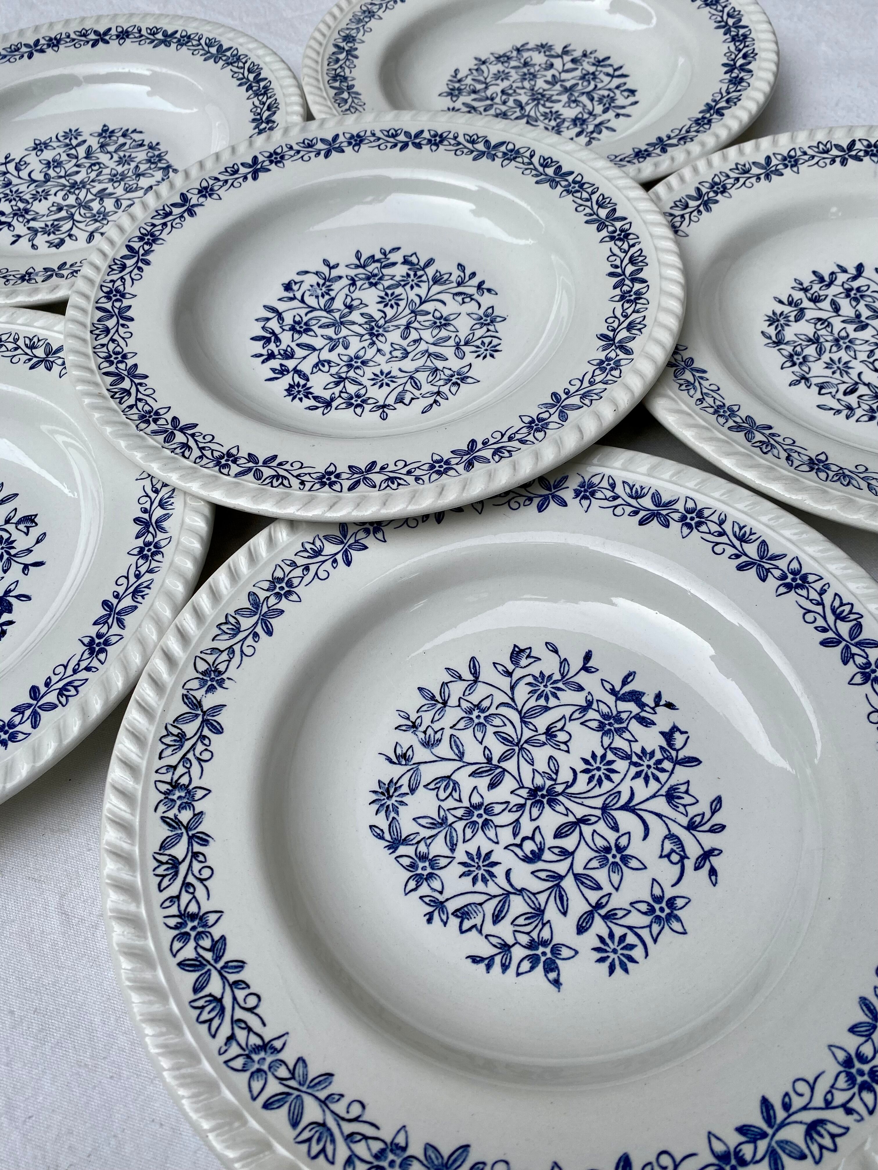 6 hollow plates blue flowers