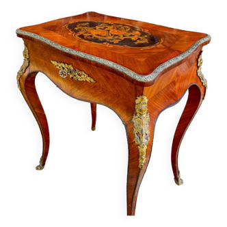 Table A Ouvrage, Coiffeuse En Marqueterie De Style Louis XV D’époque Napoléon III
