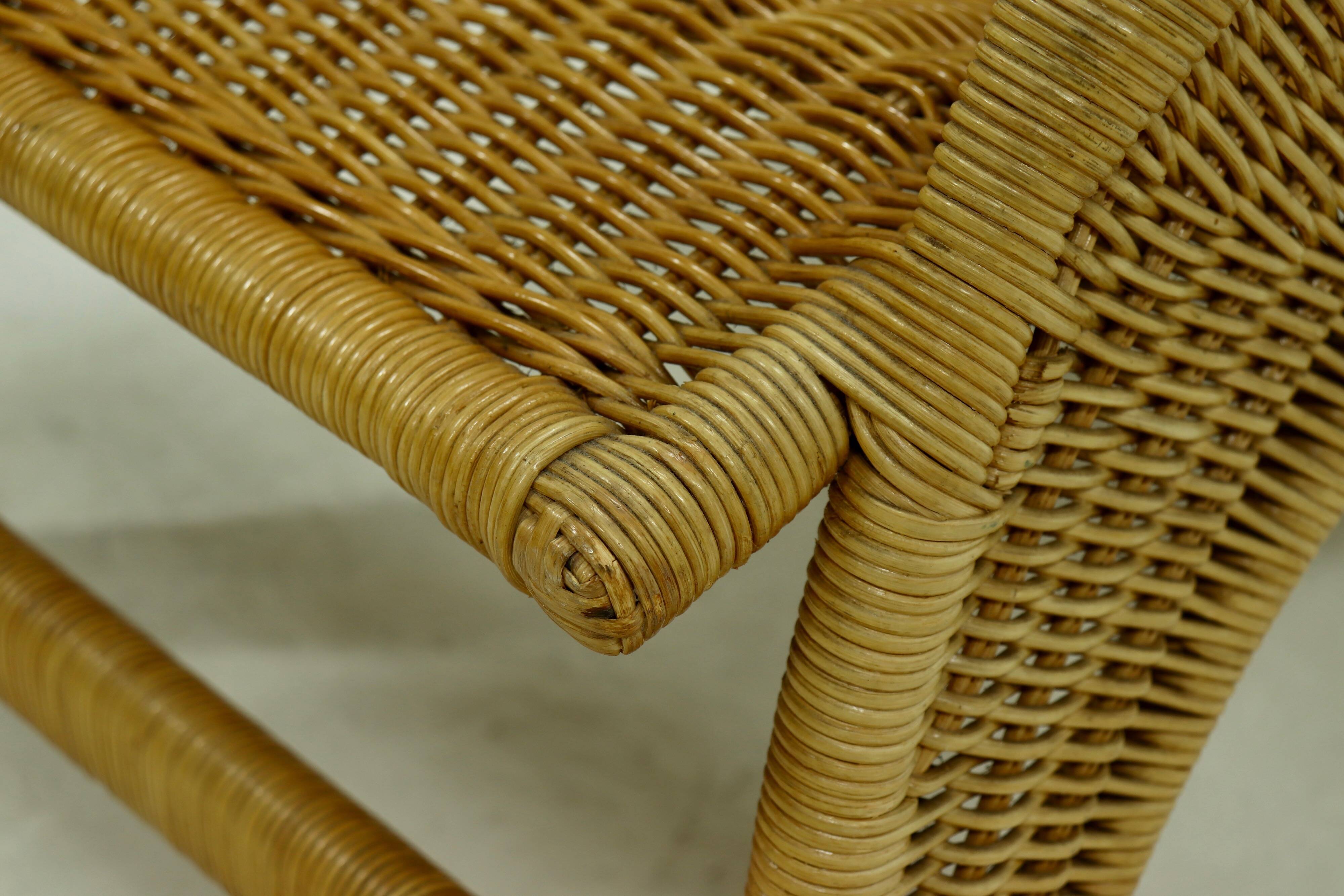 Mid Century Rattan Lounge Chair 1970s