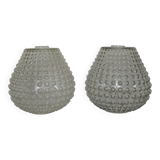 Pair of vintage bubbled glass lampshades
