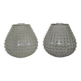 Pair of vintage bubbled glass lampshades