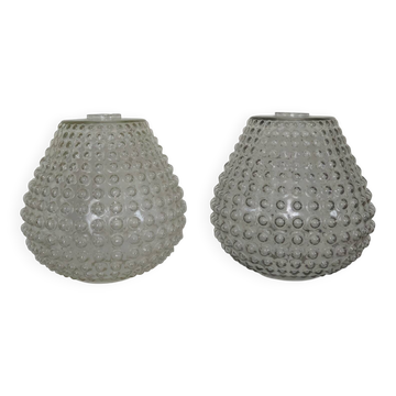 Pair of vintage bubbled glass lampshades