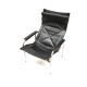 2x Vintage black leather armchair by Strässle HE1106 designed by Hans Eichenberger