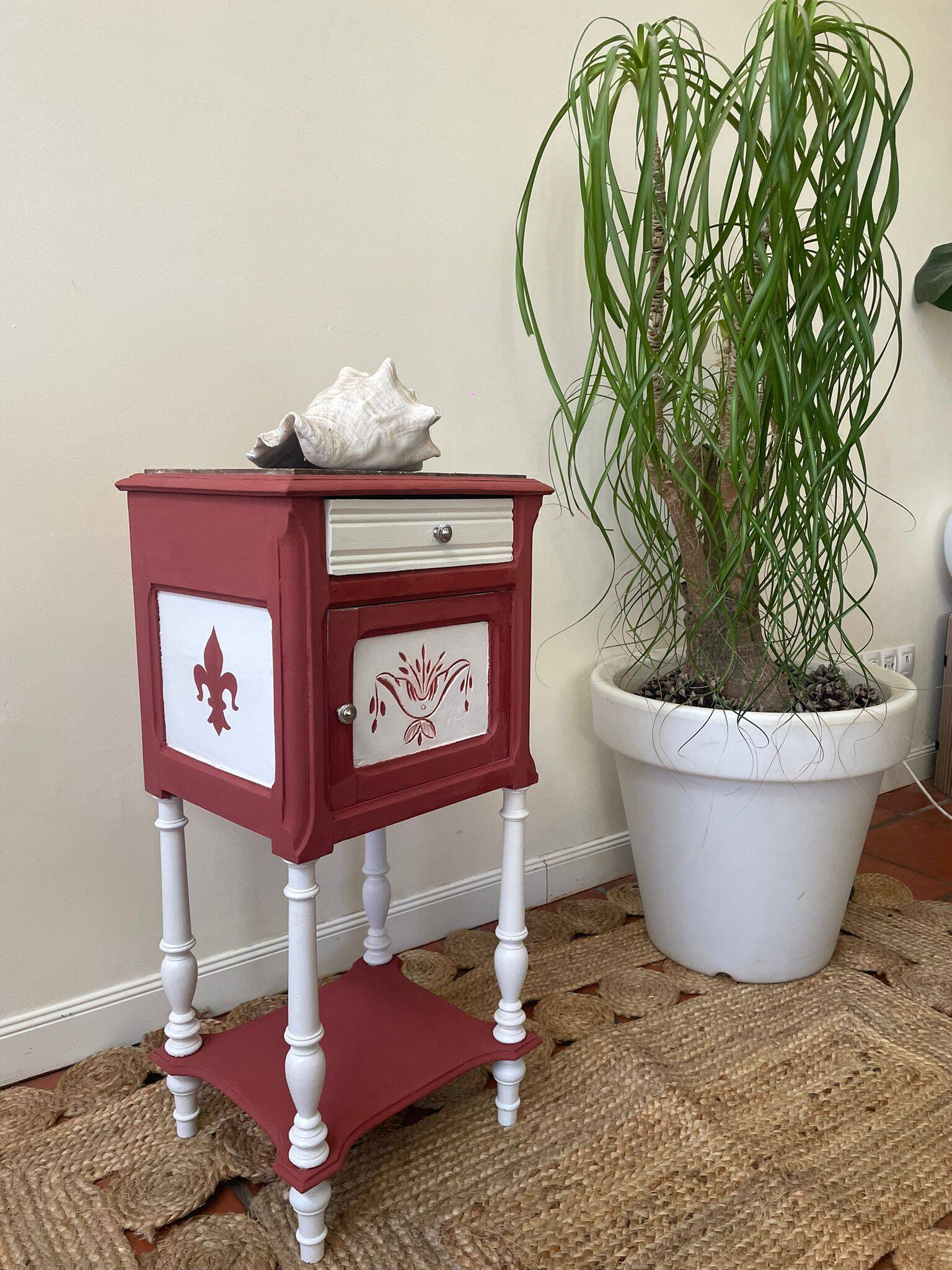 Vintage Lys Marble Wood Bedside Table