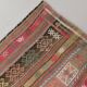 Tapis kilim ancien pastel, teintes délavées rose & vert, charme bohème,