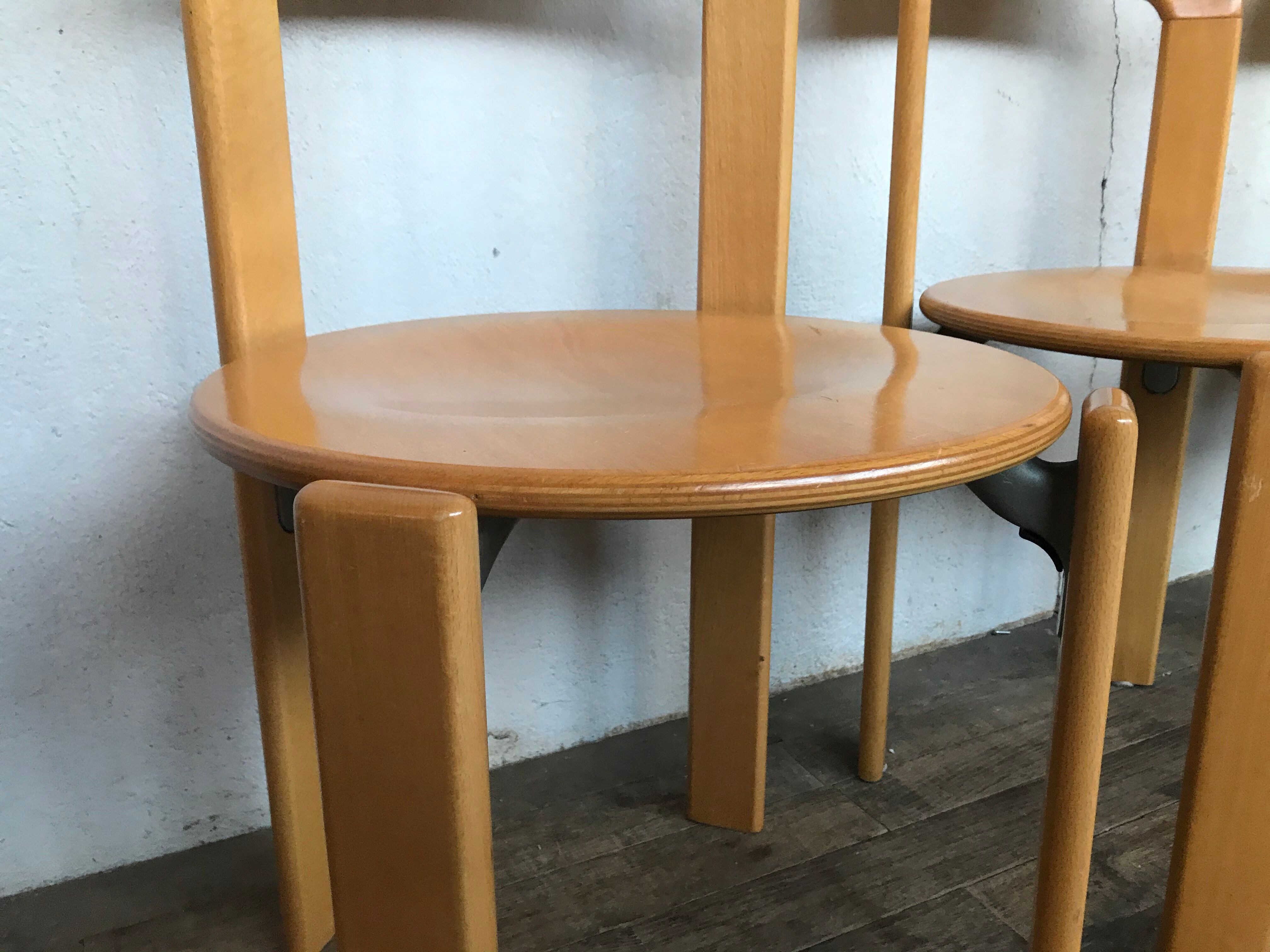 Series of 4 chairs model 3300 designer Bruno Rey design Kusch - co 1970 vintage