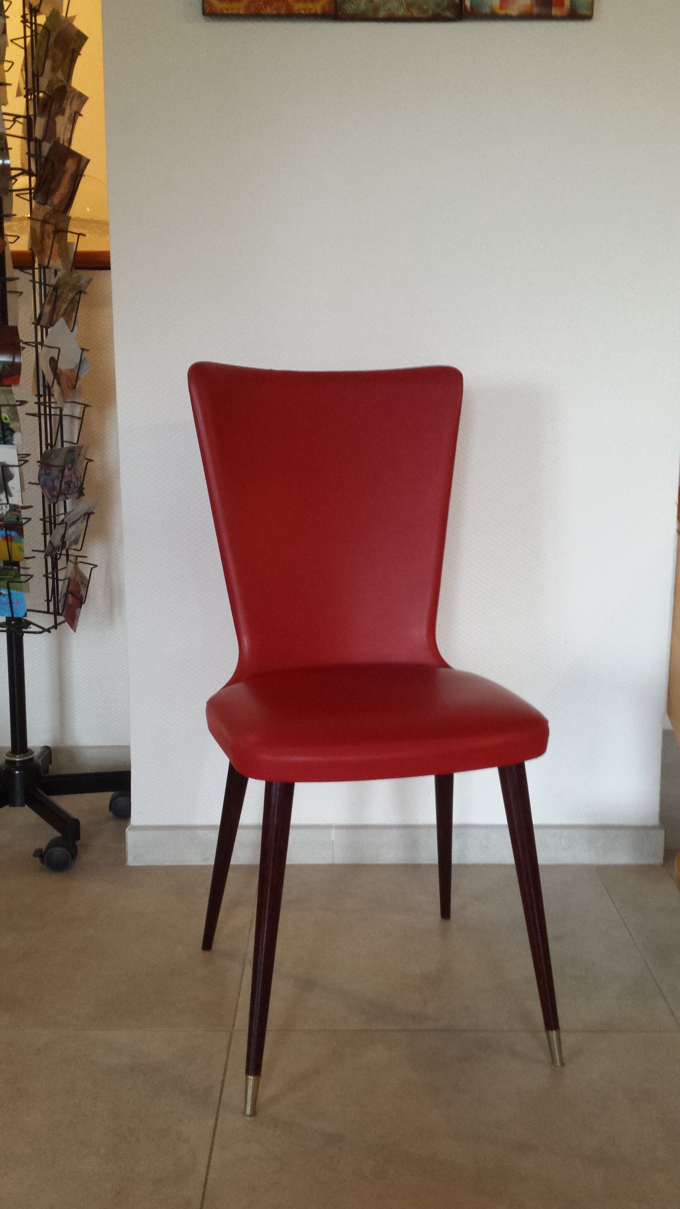 Red chair, spindle legs