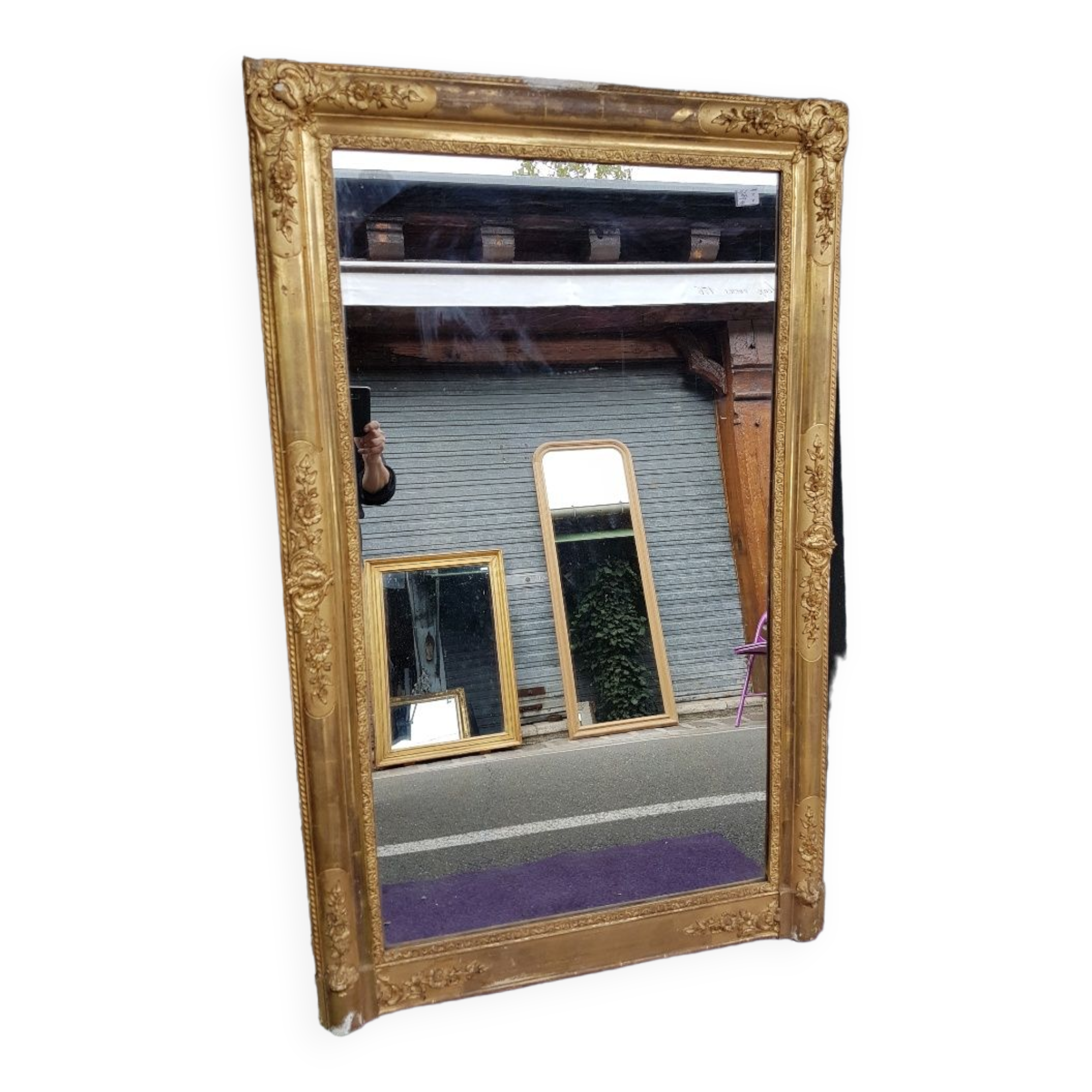 Miroir doré d'époque Louis-Philippe  1830-1848  88x141cm