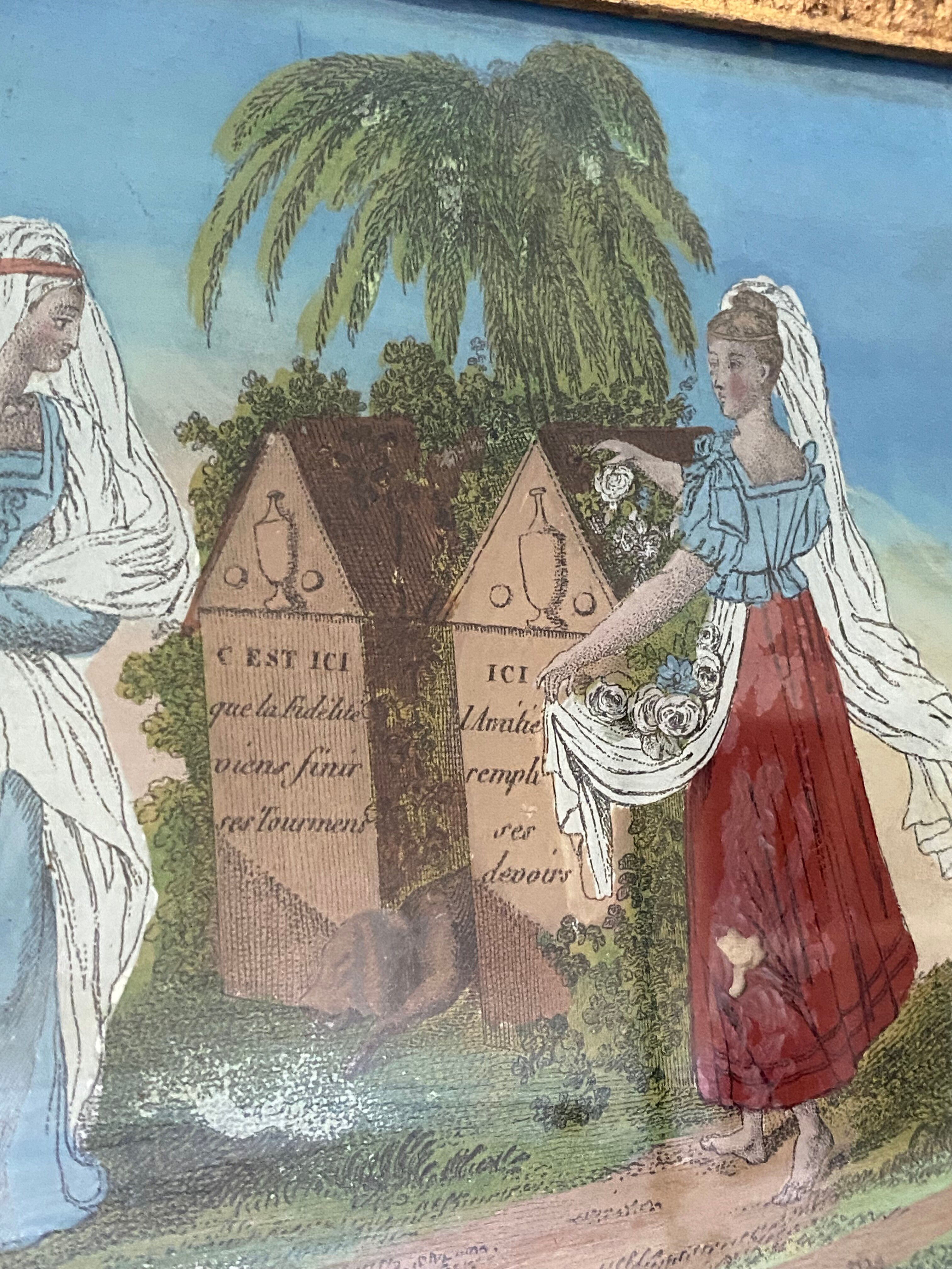 Miroir trumeau époque Restauration - Décor fixé sous verre