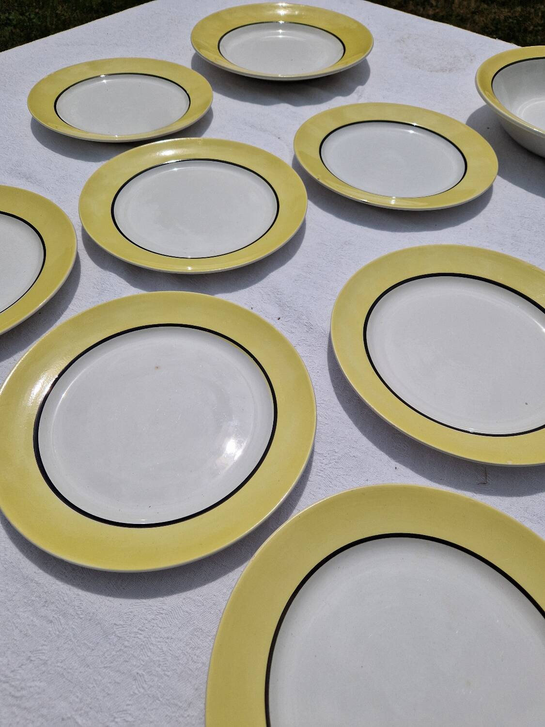 Set of 7 Flat Plates Plus 2 Dishes Ingrid Sarreguemines Digoin Model
