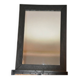 Artisanal Burnt Wood Mirror (108x78 cm) – Industrial / Japandi Style