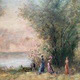 HST painting "The family walk" signed Dervin