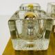 Applique à cube en laiton et verre givré de Peill & Putzler 1970
