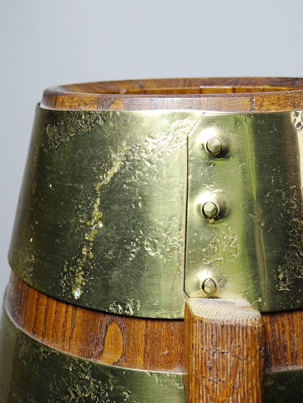 Large handcrafted wooden and brass via ferrata, traditional vintage style