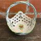 Vintage white openwork ceramic basket with flower decoration for lancel