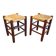 Pair of vintage stools turned wood and straw