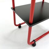 Tubular metal and wood serving trolley, 1980