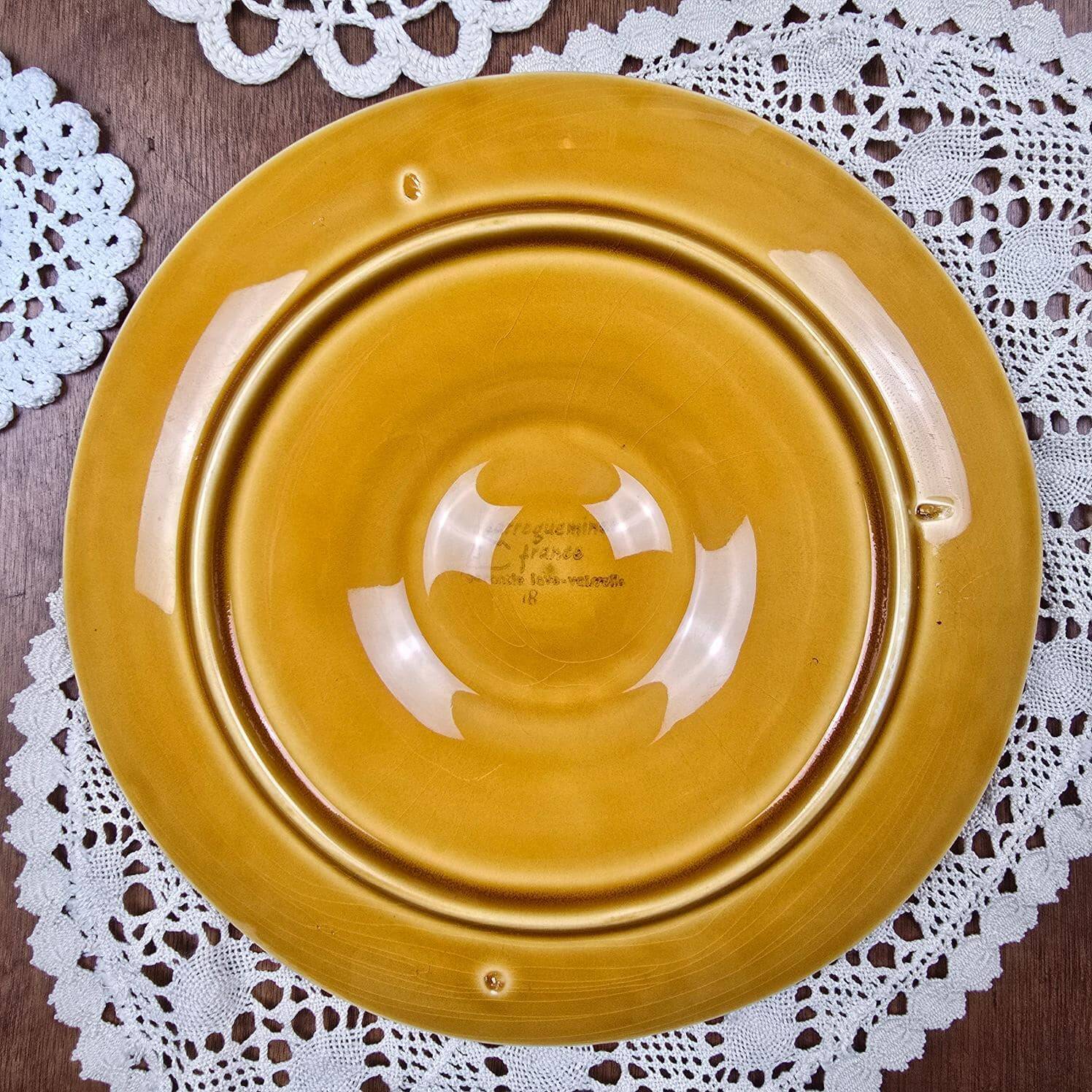 Set of 6 oyster plates – Sarreguemines – brown decor