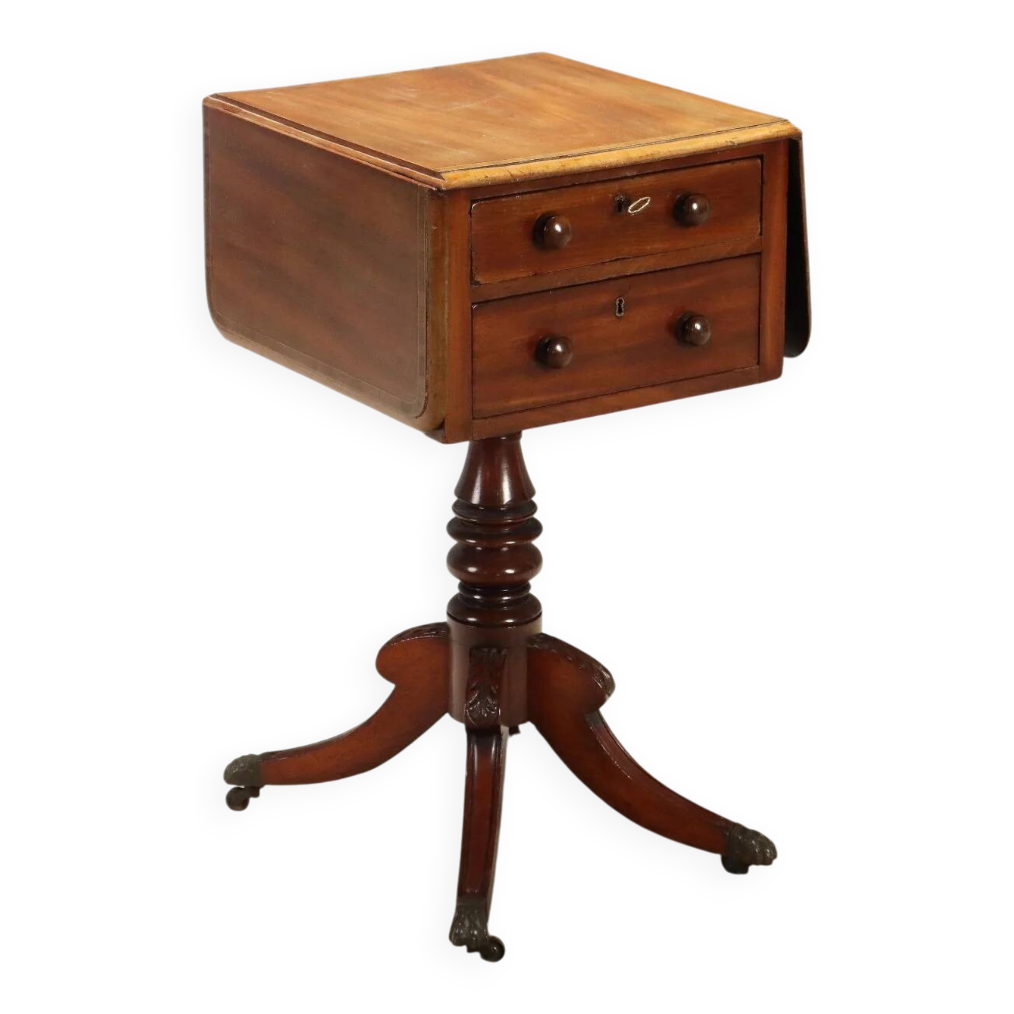 Petite table ancienne victorienne en acajou avec incrustations, Angleterre, XIXe siècle