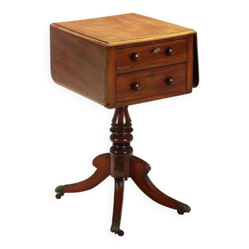Petite table ancienne victorienne en acajou avec incrustations, Angleterre, XIXe siècle