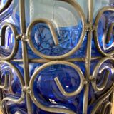 Champagne bucket in steel and blown glass