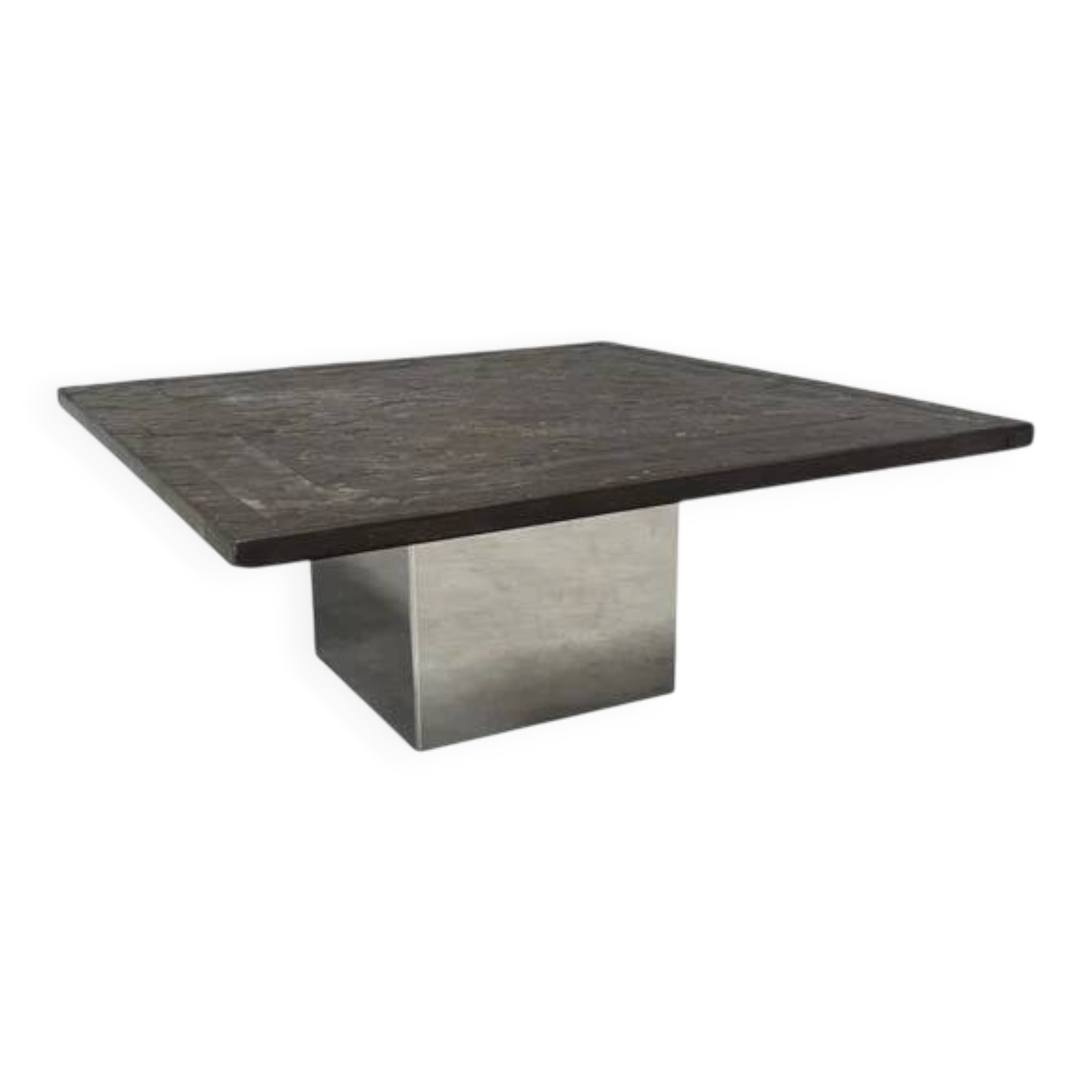Table basse en pierre et acier par Draenert, années 1970