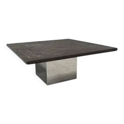 Table basse en pierre et acier par Draenert, années 1970