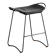 Contemporary sculptural bar stool, smoked black metal sample and black leather.